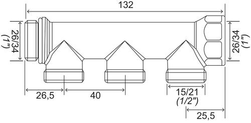 Collecteur laiton Easy Lock - entrées 26/34 - 3 départs  15/21